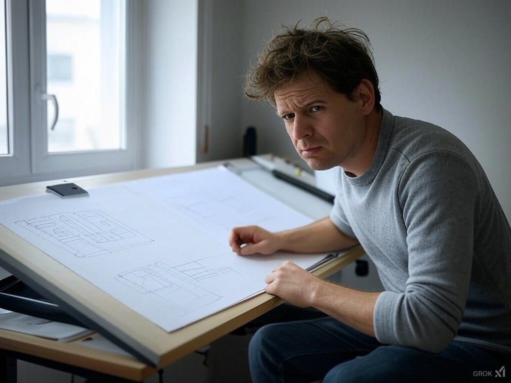 Architect Drafting Bathroom Plans