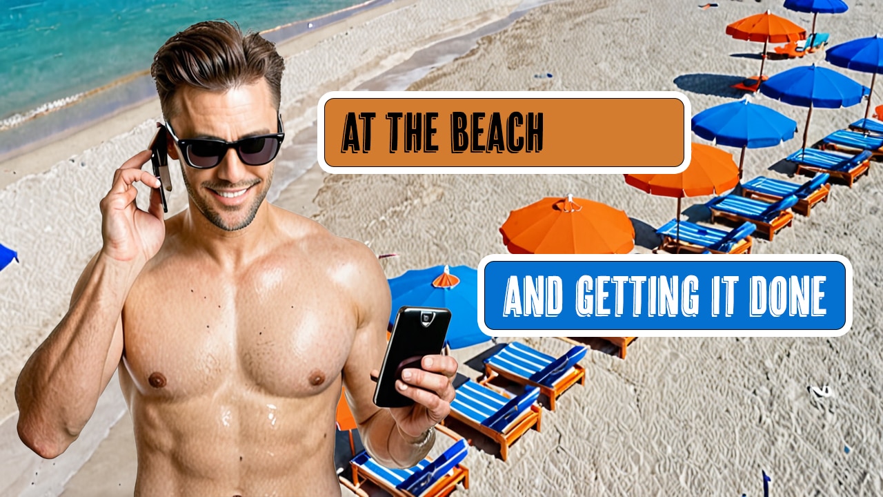 Relaxing At The Beach With Phone