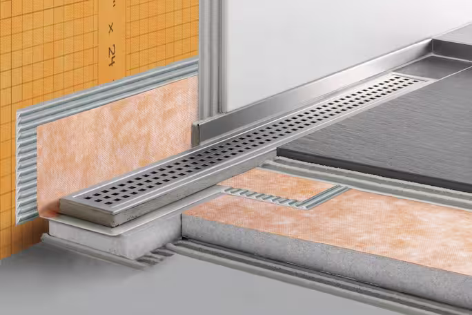 Linear drain in curbless shower