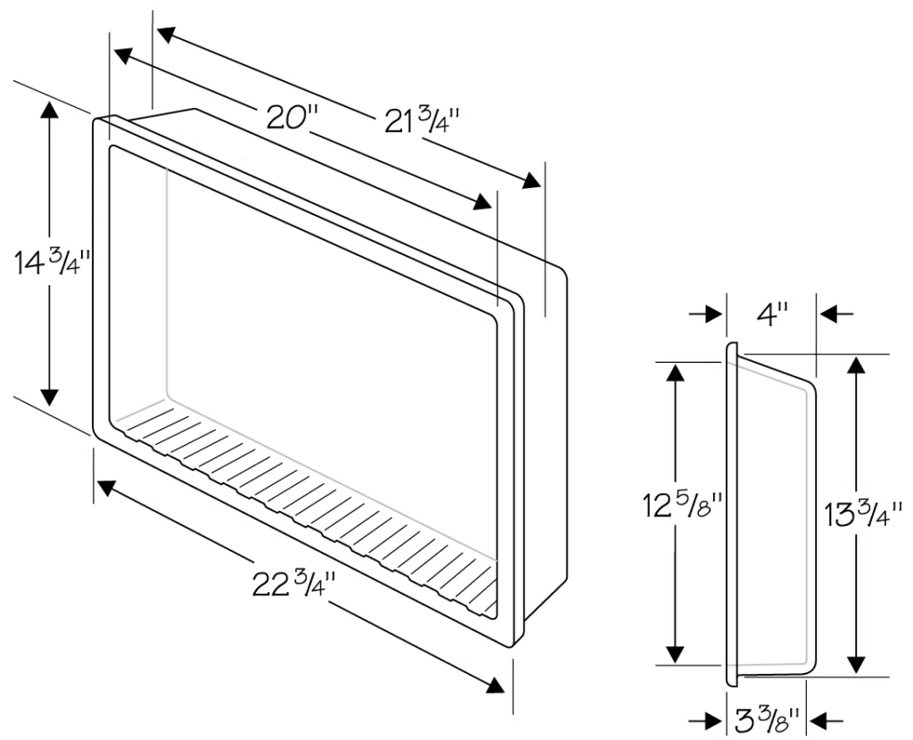 Wall niche diagram with measurements and dimensions.